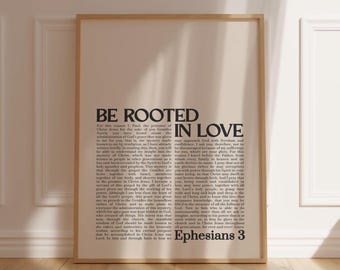 Be Rooted In Love Printable Minimalist Bible Verse Wall Art Ephesians 3 Scripture Art