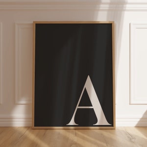 Impresión artística inicial moderna personalizada, póster con letras mayúsculas personalizadas, tipografía minimalista para decoración neutra del hogar, regalo único de inauguración de la casa