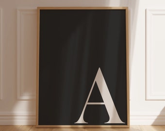 Impression d’art initiale moderne personnalisée Affiche de lettre majuscule personnalisée Typographie minimaliste pour décoration intérieure neutre Cadeau de pendaison de crémaillère unique