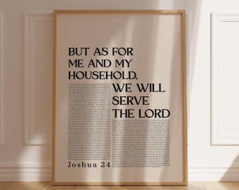 Christian Wall Decor Bible Verse Art Joshua 24 Scripture Wall Art Jesus Religious Artwork Family Sign for Catholic Gifts Housewarming Gift