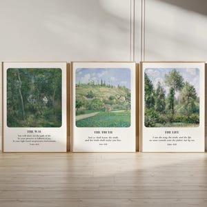 Christian Wall Art Set of 3 The Way The Truth The Life Bible Verses Scripture Decor for Home Gift for Baptism or Catholic