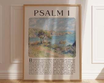 Scripture Wall Art Psalm 1 KJV Bible Verse Poster for Christians Vintage Wall Art Faith Gift For Her Him Christian Home Decor Psalm 1 Sign