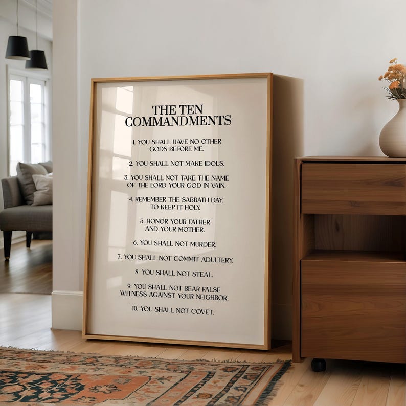 Ten Commandments Wall Art Printable Bible Verse Scripture Decor ...