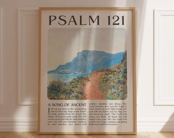 Christian Landscape Art Print, Psalm 121 Mountain Path Scripture (Digital Download)