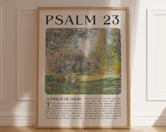 Psalm 23 Scripture Wall Art Bible Verse Poster for Christians Vintage Wall Art Faith Gift For Her Him Christian Home Decor Psalm 23 Sign