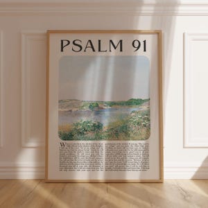 Psalm 91 Scripture Wall Art Bible Verse Poster for Christians Vintage Wall Art Faith Gift For Her Him Christian Home Decor Psalm 91 Sign