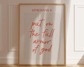Bible Verse Wall Art: Full Armor of God, Ephesians 6 10 18 (Digital Download)