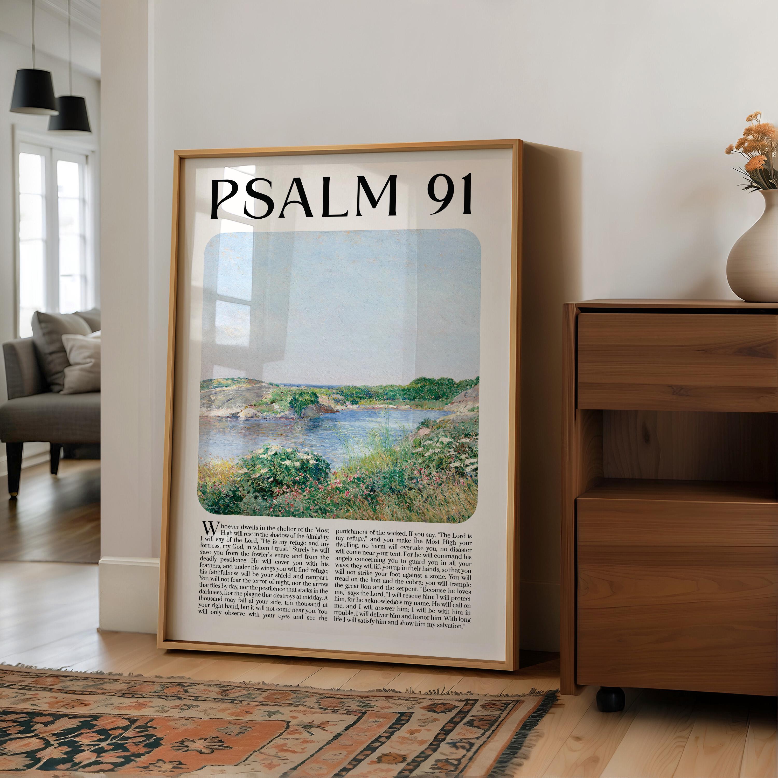 Christian Scripture Wall Art Psalm 91 Bible Verse Poster Digital ...