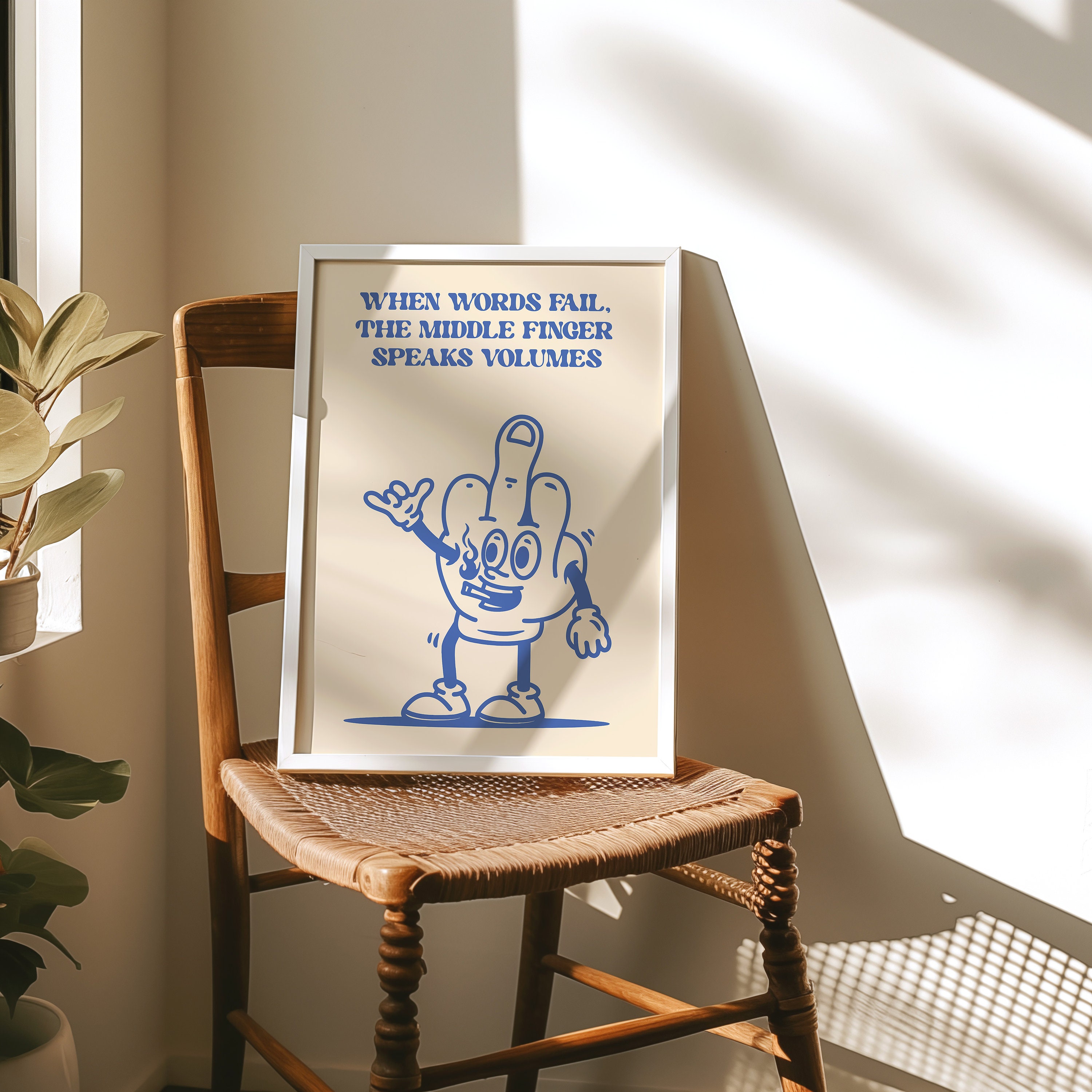 Middle Finger Retro Wall Art Fck Wall Art Downloadable Funny Wall Art ...