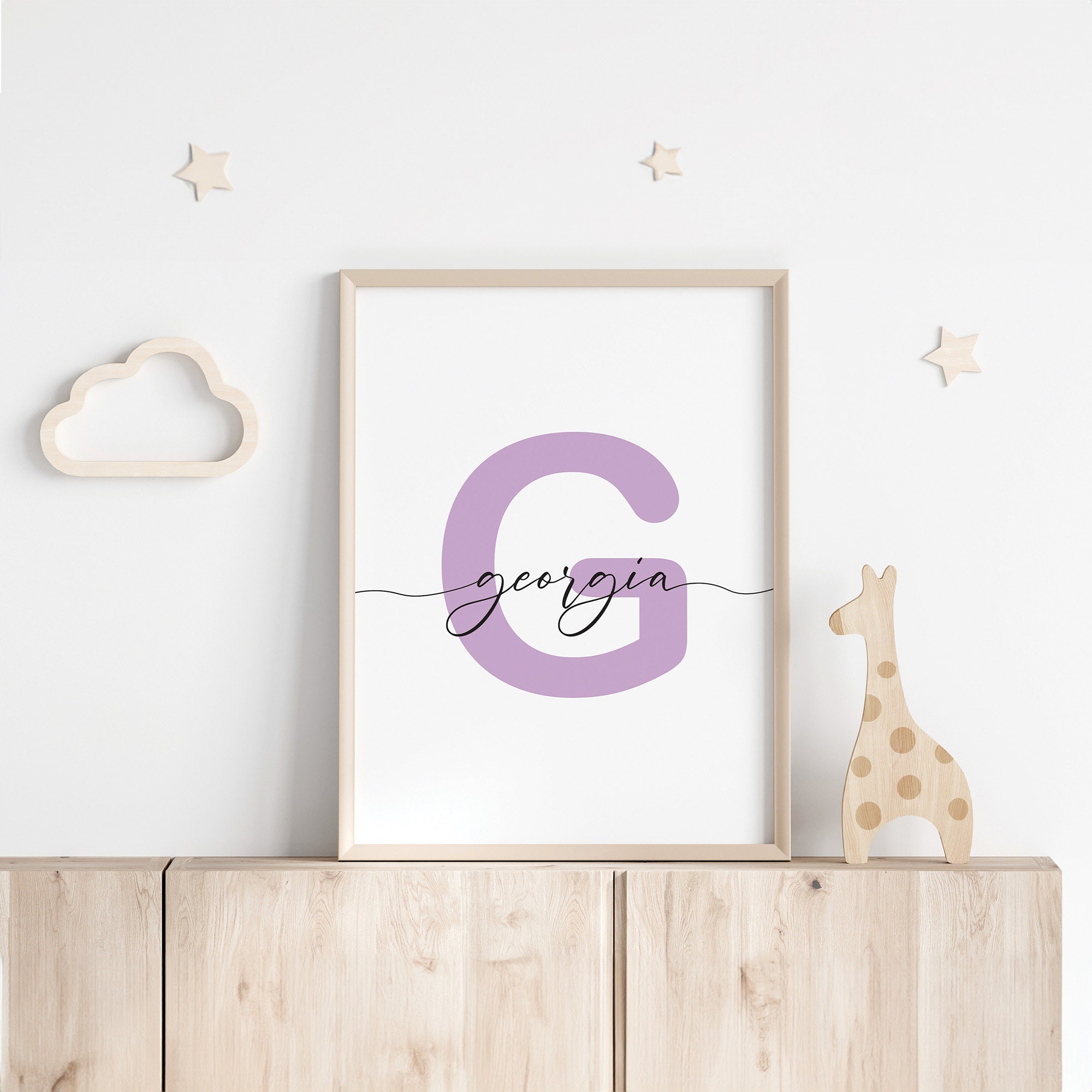 Custom Kids Wall Art With Modern Name Printable Art, Custom Nursery Name Sign, Baby Shower Gift ...