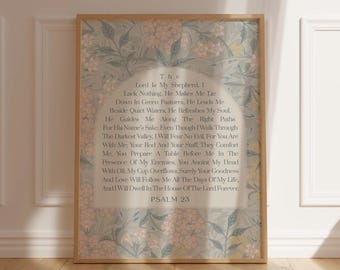 Psalm 23 Floral Print The Lord Is My Shepherd Botanical Bible Verse Art