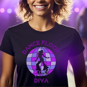 Retro Disco Diva T-Shirt: 70s Dance Floor Silhouette Tee