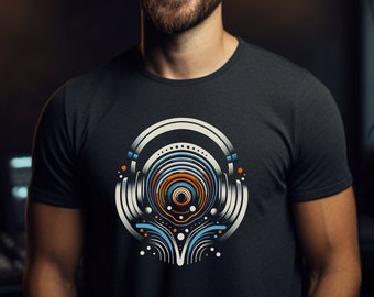 Abstract Headphones T-Shirt: Artistic Sound Wave Tee, Music Lover Gift