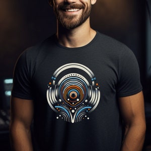 Abstract Art Music Lover Shirt Abstract Headphones Tee Artistic Sound Wave Music Lover&#39;s T-Shirt Gift For Music Lover DJ Fashion EDM Techno
