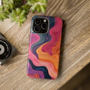 Vibrant Abstract iPhone Case Swirling Colors and Wavy Patterns with Depth and Dimension MagSafe iPhone 16 15 14 13 Plus Pro Max Mini