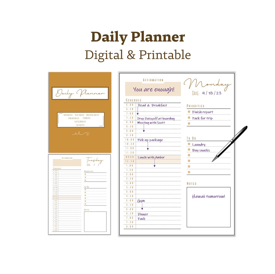 Daily Planner Digital & Printable - Etsy