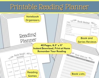 Printable Reading Journal | Book Review, Reading Lists (Digital Download)