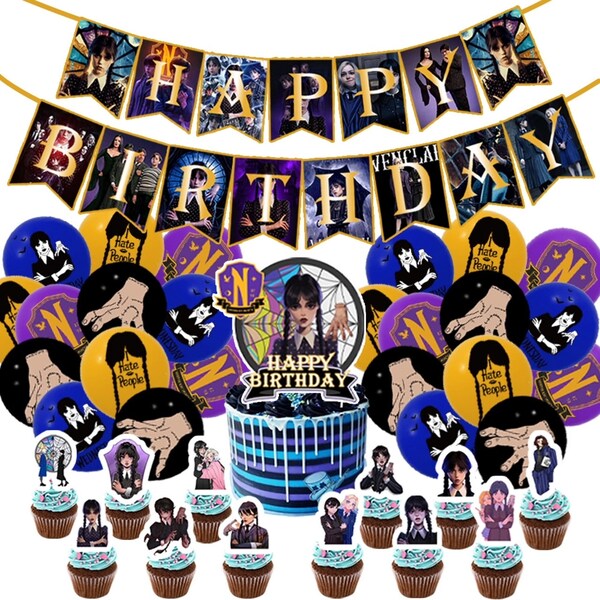 Wednesday Addams Party Decorations, Wednesday Addams Birthday Decorations, Wednesday Addams Party Supplies | ZA