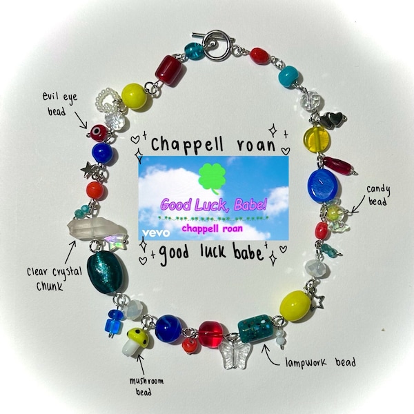 chappell roan inspired handmade beaded clutter charm necklace