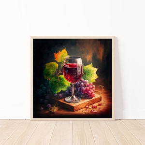 Wine Lover Printable Wall Art-Wine Decor Printable-Wine Wall Art AI Digital Background-Wine Lover Décor-Wine Lover Gift-12&quot; x 12&quot;