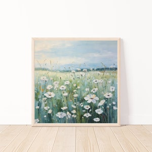 Summer Meadow Landscape Field of Flowers-Vintage Landscape Wall Art-Floral Wall Decor Digital Download-Wildflower Printable Art
