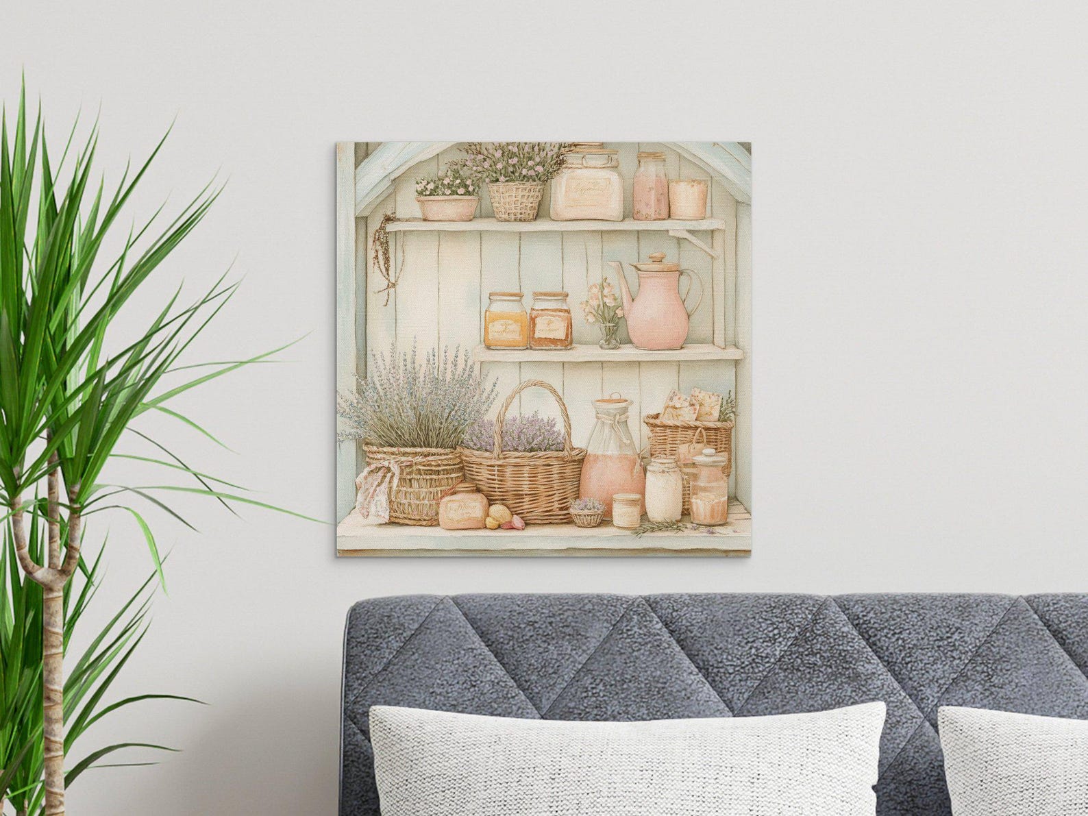 Watercolor Shelf Still Life Digital Art-floral Kitchen Decor Printable ...