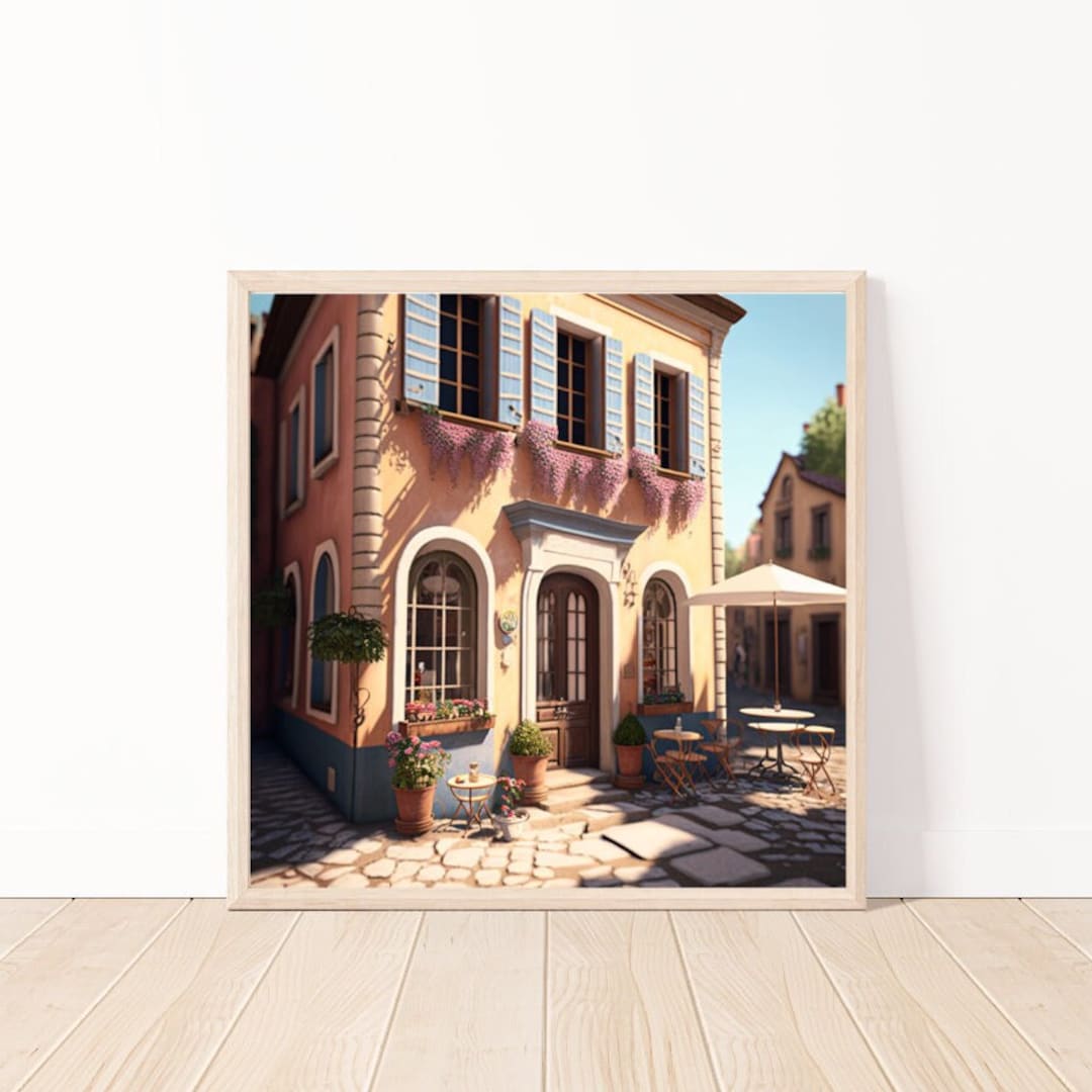 Watercolor Cafe in France Wall Artfrench Bistro Arteuropean Chic Decorfrench Cafe Digital