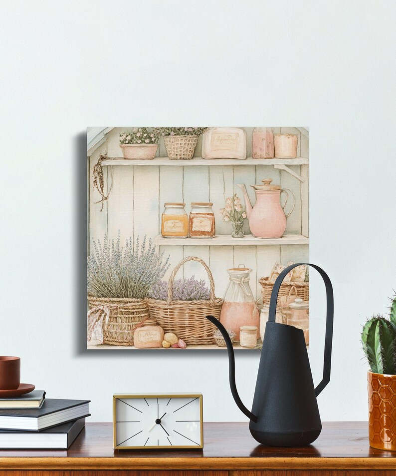 Watercolor Shelf Still Life Digital Art-floral Kitchen Decor Printable ...