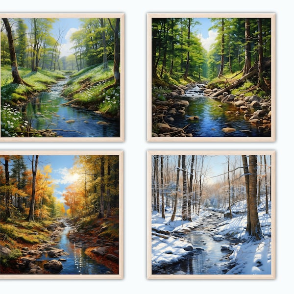 4 Seasons Wall Art Set of 4-Nature Artwork-Rustic Print-Seasons Wall Decor-4 Seasons Art-Spring/Summer/Fall/Winter Wall Art-Seasons Poster