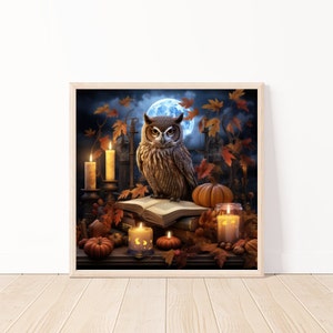 Halloween Printable Wall Art-Gothic Home Decor-Gothic Poster-Gothic Owl AI Digital Art-Witchy Wall Art-Folk Art
