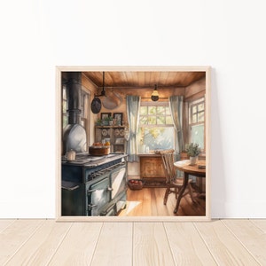 Watercolor Vintage Country Kitchen Wall Art-Country House Decor-Farmhouse Kitchen Art-Cottage Chic Art-Rustic Kitchen Decor-Farmhouse Decor