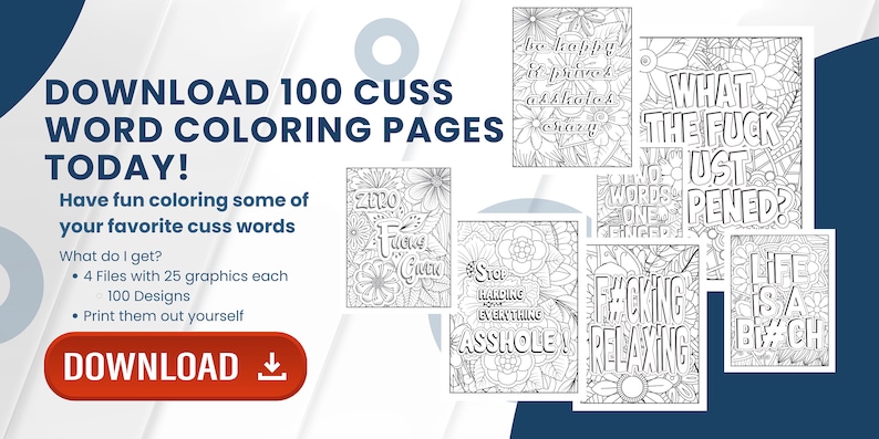Downloadable Cuss Word Coloring Pages - Etsy