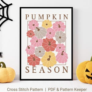 Boho Pumpkin Cross Stitch Pattern, Fall Autumn Cross Stitch, Thanksgiving Pumpkins Halloween Cross Stitch Pattern Chart