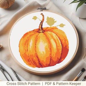 Watercolor Pumpkin Cross Stitch Pattern, Fall Autumn Cross Stitch, Thanksgiving Pumpkin Halloween Cross Stitch Pattern
