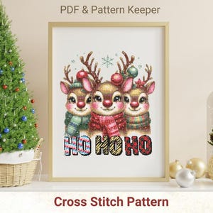 Cute Christmas Baby Deer Cross Stitch Winter Pattern, Funny Xmas Reindeer xstitch, Animal Cross Stitch Pattern, Xmas Holiday Gifts
