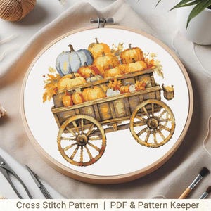 Watercolor Pumpkins Cross Stitch Pattern, Fall Autumn Cross Stitch, Thanksgiving Pumpkins Halloween Cross Stitch Pattern