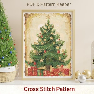 Christmas Tree Cross Stitch Pattern, Holidays Stitch Pattern, Merry Christmas Cross Stitch Pattern, Winter Cross Stitch