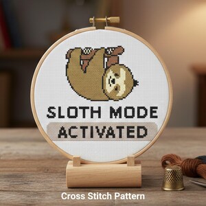 ナマケモノモード搭載クロスステッチパターン、面白い動物の刺繍（PDFパターン）