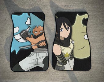 Soul Eater Car Mats: Black Star and Tsubaki Custom Design - Set of 2