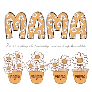 Custom kids name Mother&#39;s Day png sublimation design download, mom with floral png, Mothers Day png, Personalized Name shirt, Mom Shirt