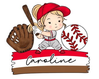 Baseball Girl Name Holder PNG Bundle, Add your Own Name, CANVA Template, Custom Name for Baseball shirt and Tote Bag, Sublimation Design