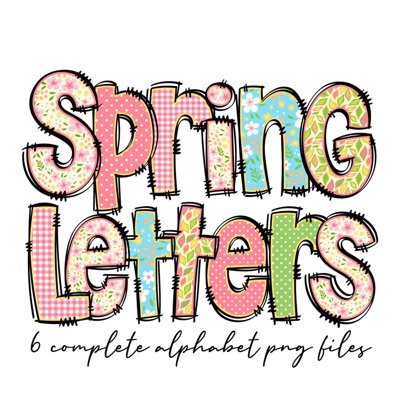 Spring Floral Alphabet Doodle Letters PNG Bundle, Spring Flower ...