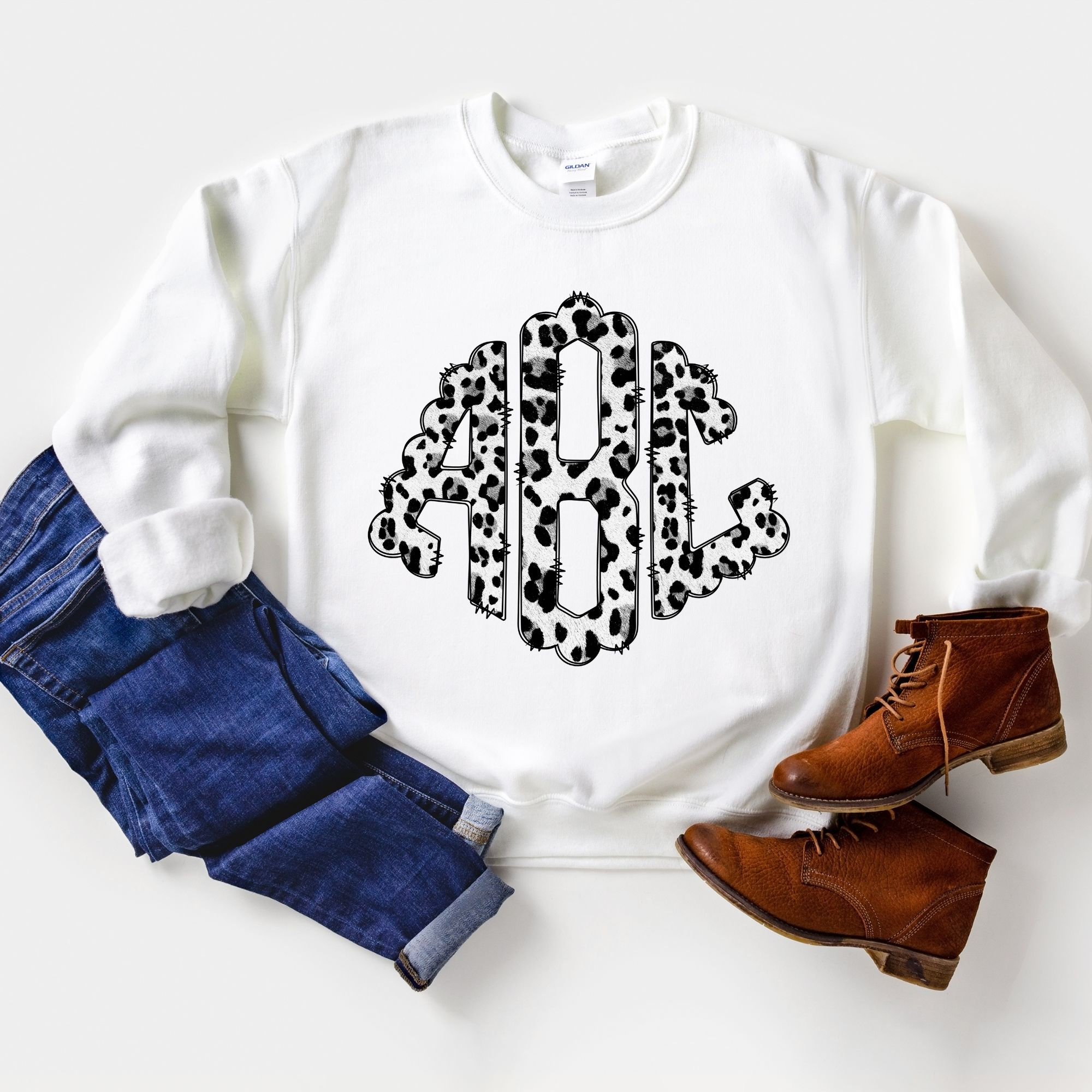 Monogram Leopard Leopard Monogram Letters, Sublimation PNG Hand Drawn Doodle Full ...