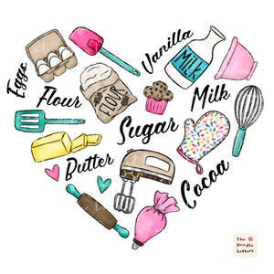 Bakery Heart png sublimation design, bakery Heart Png, Cooking Tools png, Baking Gifts for Her, Love Baking, Baking Gifts, Baking Shirts PNG