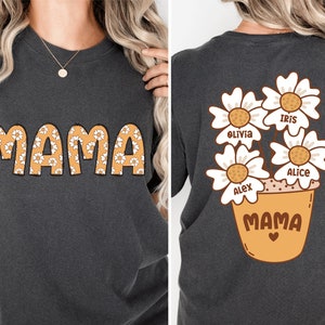 Custom kids name Mother&#39;s Day png sublimation design download, mom with floral png, Mothers Day png, Personalized Name shirt, Mom Shirt