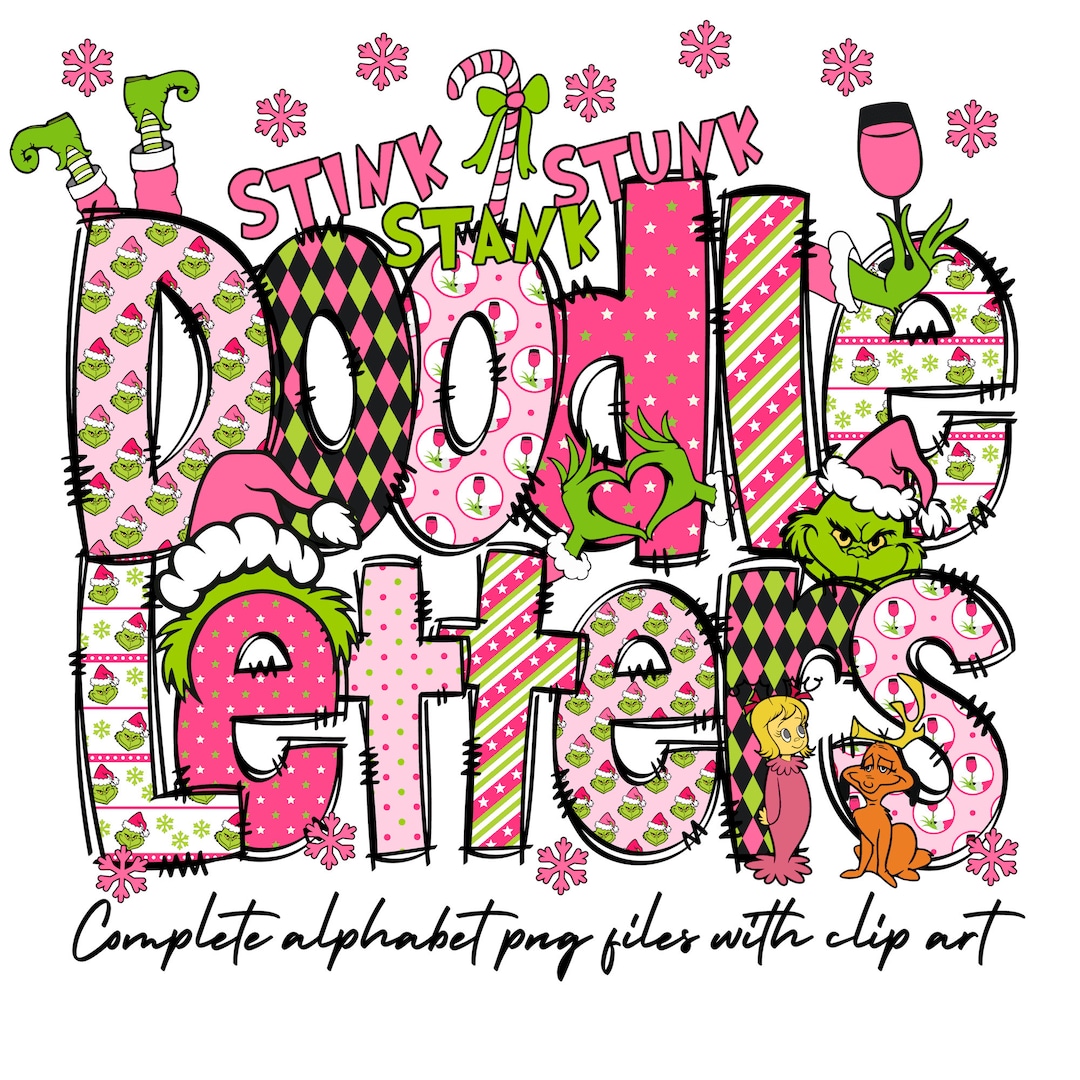 Christmas Doodle Letters and Clip Art & Numbers, Uppercase Alphabet Set ...