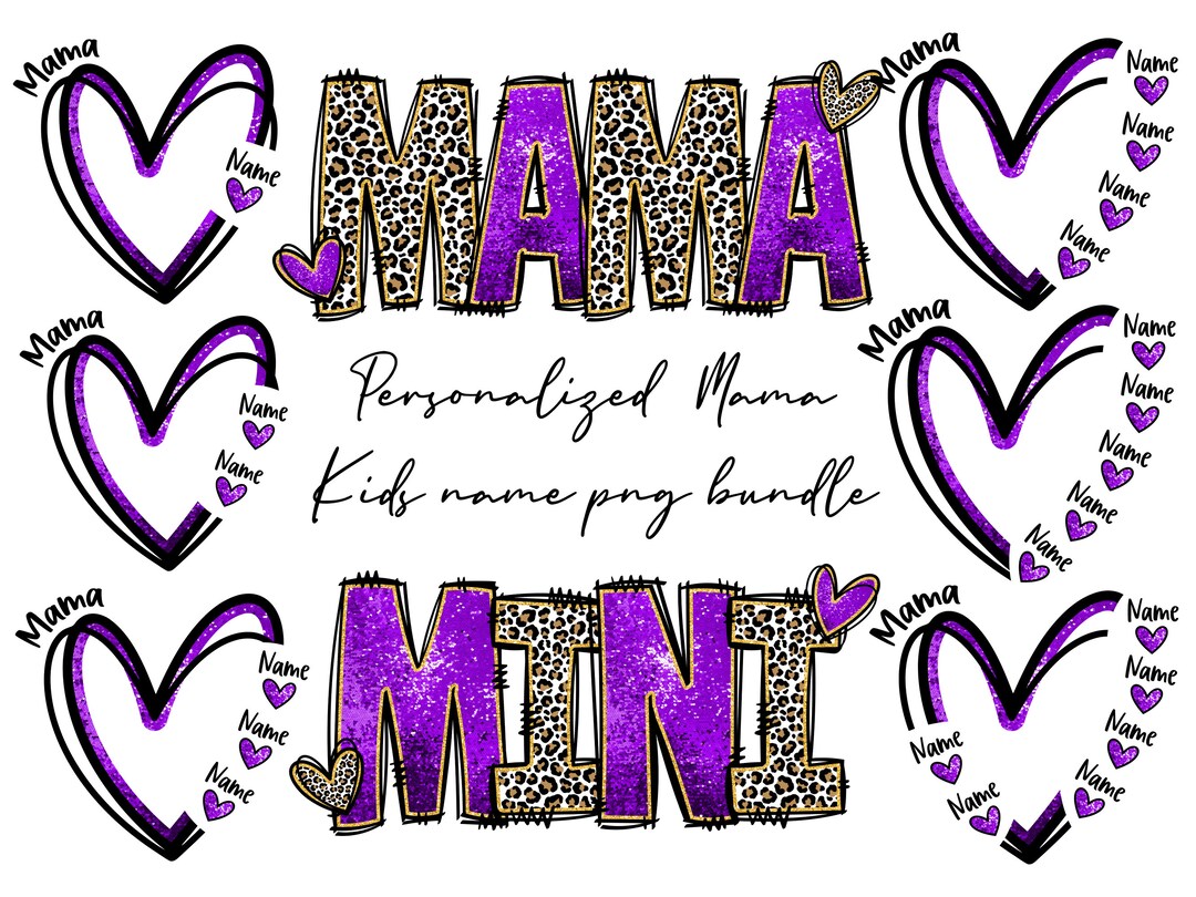 Personalized Kids Names With Hearts PNG Bundle, CANVA TEMPLATE, Heart ...