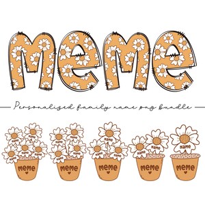 Custom kids name Mother&#39;s Day png sublimation design download, Meme with floral png, Mothers Day png, Personalized Name shirt, Meme Shirt
