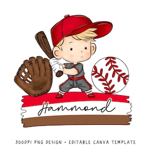 Baseball Boy Name Holder PNG Bundle, fügen Sie Ihren eigenen Namen hinzu, CANVA-Vorlage, benutzerdefinierter Name für Baseball-Shirt und Tragetasche, Sublimationsdesign