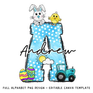 Conejito de Pascua SIN letra de garabato de arco PNG, agregue su propio nombre, plantilla CANVA, diseño de nombre personalizado para camisa familiar y para niños